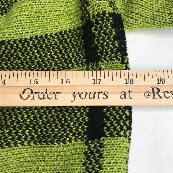 VEX Collection Sweater Womens Large Green Black Plaid Cardigan Open Front Knit - Picture 5 of 7